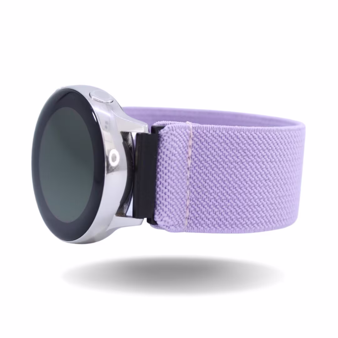 Elastic Samsung Galaxy Active 1 & 2 Watch Band - Fits 40mm & 44mm With 20mm Adapters Pastel Purple Lilac Lavender Holiday Xmas Gift