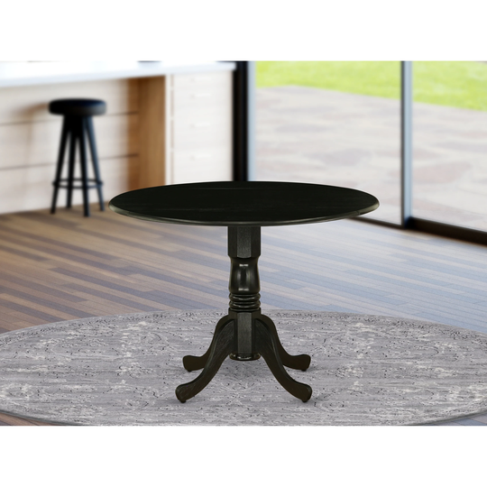 East West Furniture Rubber Wood Dining Table with Drop Leaves offering Black Finish - - DLT-ABK-TP