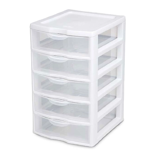 Sterilite Clearview Small Plastic 5 Drawer Desktop Storage Bin System, 20 Pack