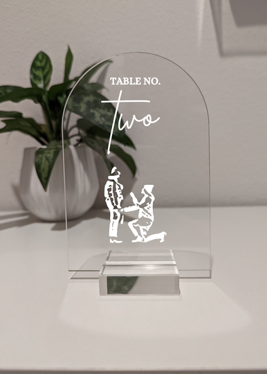 Custom Arch Acrylic Table Numbers - Your Image Included