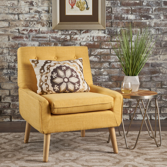 Eilidh Mid-Century Modern Button Tufted Fabric Chair by Christopher Knight Home