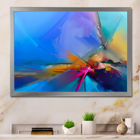 Designart 'Abstract Colorful Seascape VII' Modern Framed Art Print