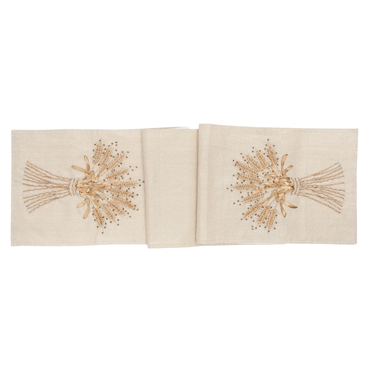 13" x 72" Wheat Sheath Ribbon Art Table Runner - Tan - 13" x 72"