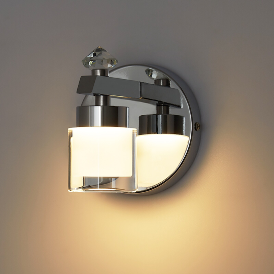 1-Lights Bathroom Light Fixtures Over Mirror, Chrome Modern Vanity Lighting with Clear Glass Shades for Living Power Room