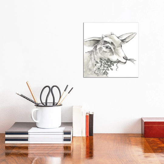 iCanvas "Watercolor Pencil Farm IV-Goat" by Kelsey Wilson Canvas Print