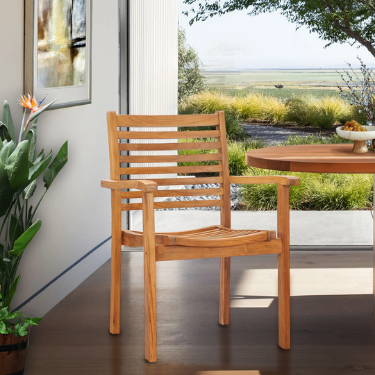 Chic Teak ItalyTeak Wood Indoor/ Outdoor Stacking Arm Chair