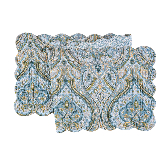 14" x 51" Amherst Blue Cotton Quilted Reversible Table Runner