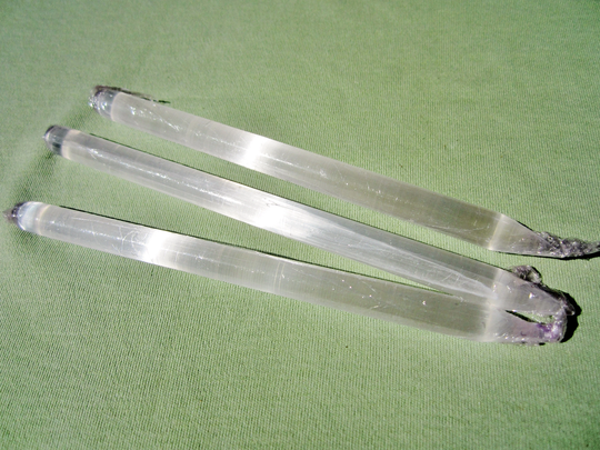 Selenite Wand Lot Of | 3 Polished Pencil 6" In. Pointer/Pointed Morocco 71G