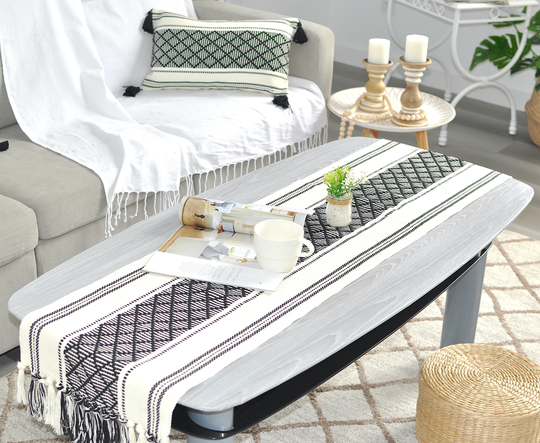 Boho Coffee Table Runner, 14Wx48L Inches/Buffet Runner Short Dresser Scarf