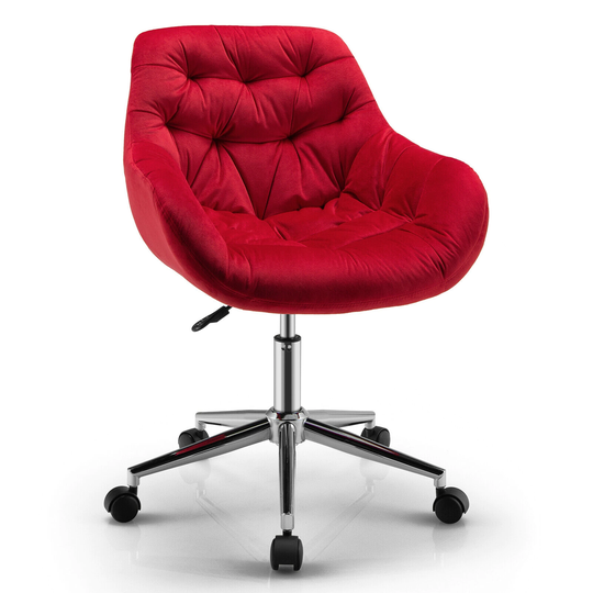 Gymax Velvet Leisure Arm Chair Adjustable Accent Office Swivel Task