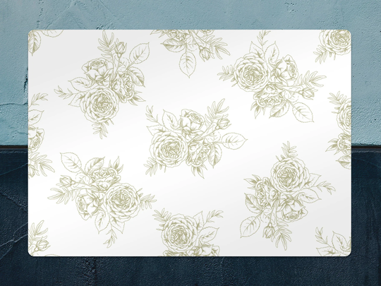 French Floral Chair Mat, Beige Splat White Vinyl Floor Art Deco Protective Office Decor, Area Rug, Housewarming Gift
