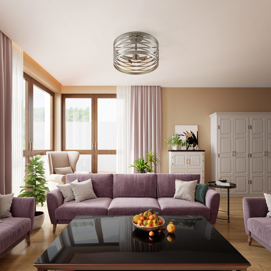 3 Light Metal Semi-Flush Ceiling Mount in Multiple Finishes