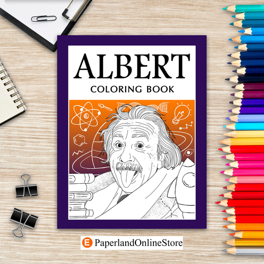 Albert Coloring Book, Adult Books, German Theoretical Physicist Page, Gift For Scientist Lovers, Stress Relief Picture