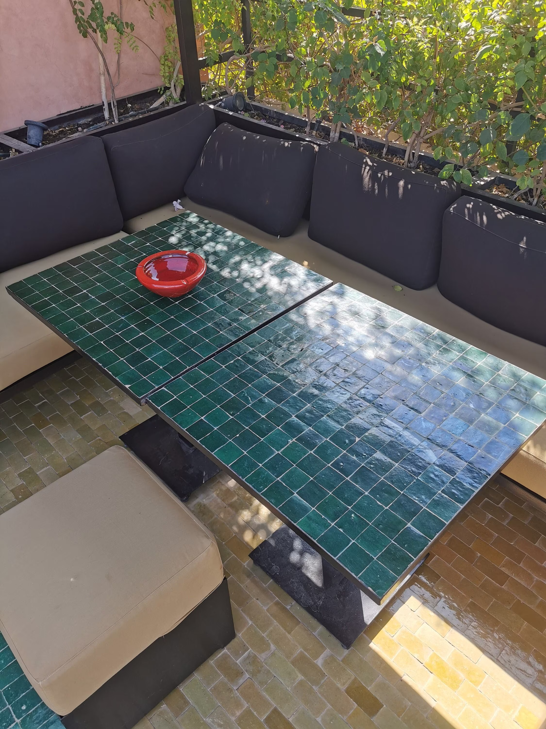 Outdoor Customizable Emerald Green Mosaic Square Table - Art Mid Century Handmade Coffee Gift
