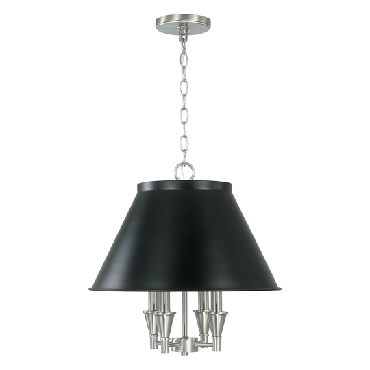 Benson 17" 4-light Black/ Brushed Nickel Pendant