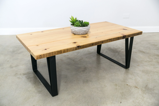 Rustic Modern Coffee Table Made With Solid 2.5" Thick Top Reclaimed Wood Choice Of Size, & Finish - Fast Shipping- Handmade
