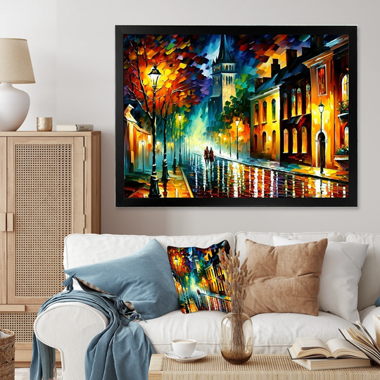 Designart 'Colorful City Vibrant Radiant I' Cityscapes Framed Art Print