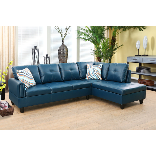 2-Pieces Sectional Sofa & Chaise,Denim,Faux Leather(09731B-2)