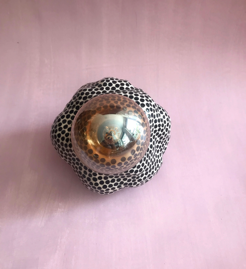 Small Ceramic Table Lamp | Unique Stylish Lighting Sculptural Amorphous Form Organic Polka Dotted Home Decor Object