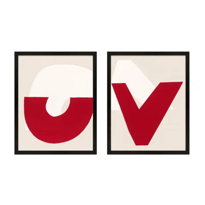 Elements In Red Set Of 2 By Katy Montica - Framed Wall Art