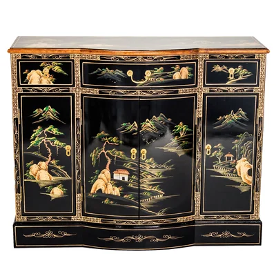 Abigal 42" Wide 3 Drawer Elm Solid Wood Sideboard