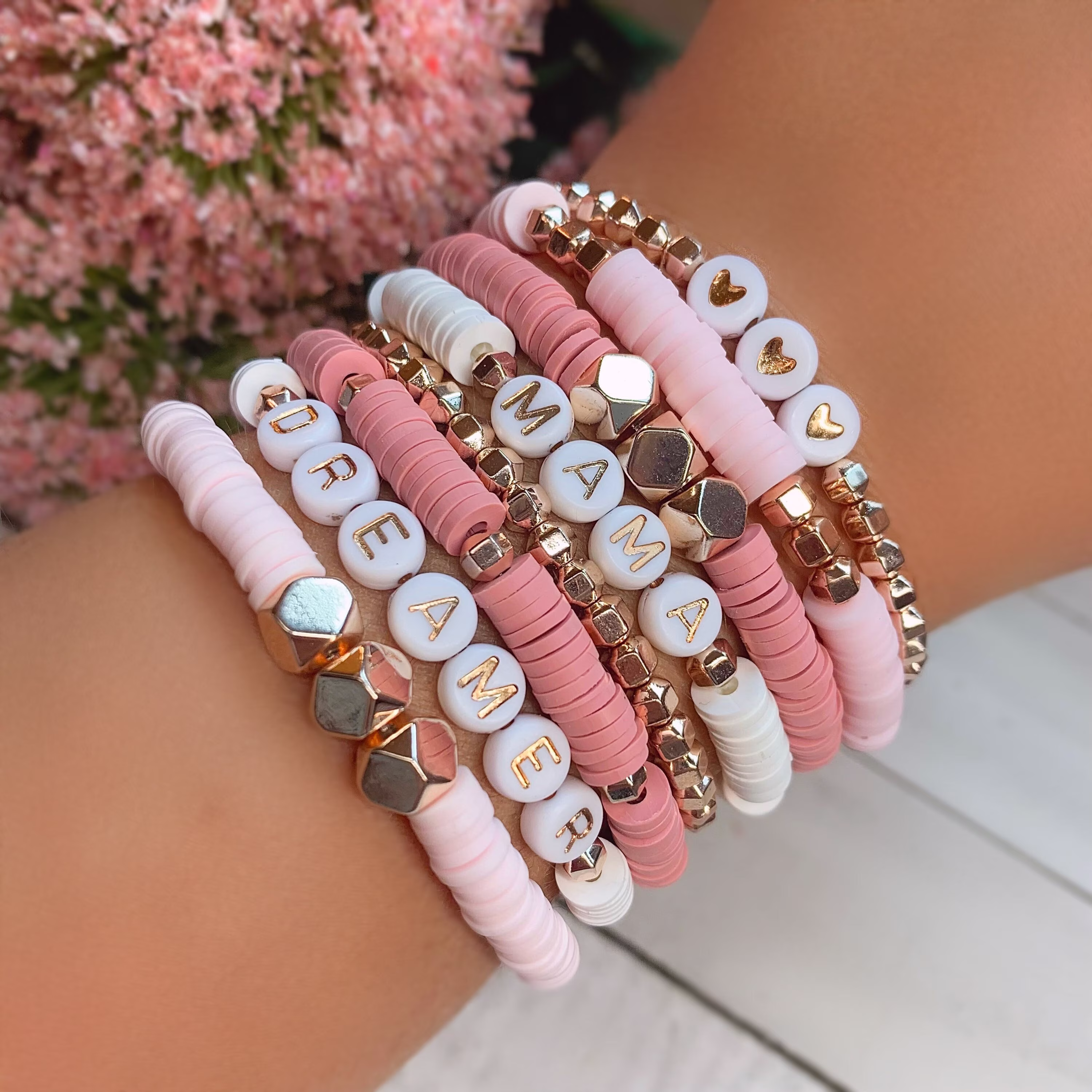 More Colors Rose Gold Collection Hematite Boho Stack Bracelets Jewelry Neutral Heishi Mantra Friendship Mama Bracelet Gift Idea