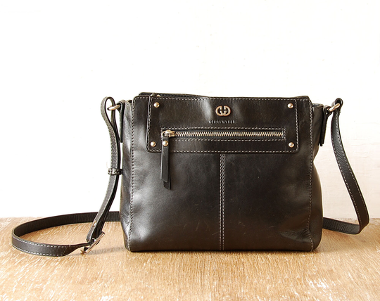 Vintage Black Leather Shoulder Handbag, Gerry Weber Crossbody Bag, Retro Genuine Woman Bag