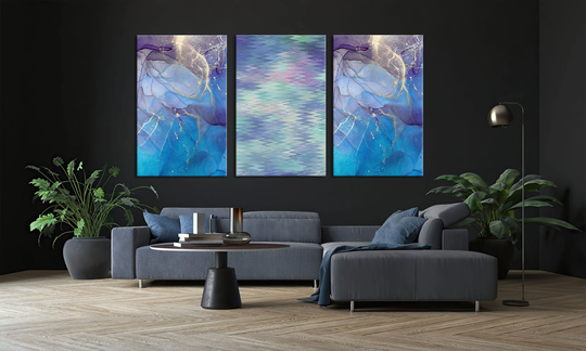 Curved Color Mixing Canvas Painting, Wall Art, Alcohol Ink, Translucent Colors, Marble Texture, Acrylic Paints, Contemporary Fluid Art