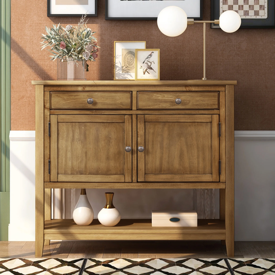 Modern Console Table Sofa Table for Living Room with 2 Drawers, 2 Cabinets and 1 Shelf
