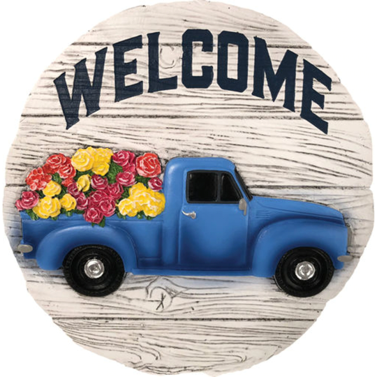 Welcome Blue Truck Decorative Garden Stone - Multi-Color