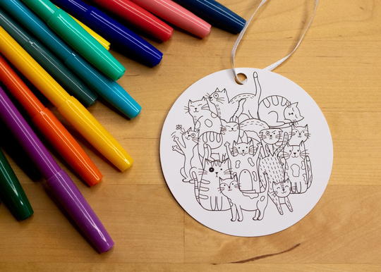 Cats Coloring Christmas Tree Ornament Holiday Stocking Stuffer Adult Kids Project Color Relaxation Diy Meditation Cat Lady Kitten Pet Love