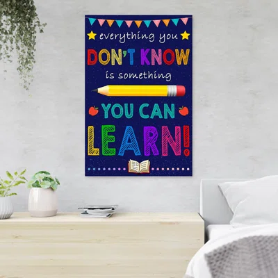 A Pencil & Books - Everything You Don'T Know Is Something You Can Learn - 1 Piece Rectangle Graphic Art Print On Wrapped Canvas