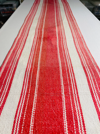 Swedish Hand-Woven Table Runner in Red & White