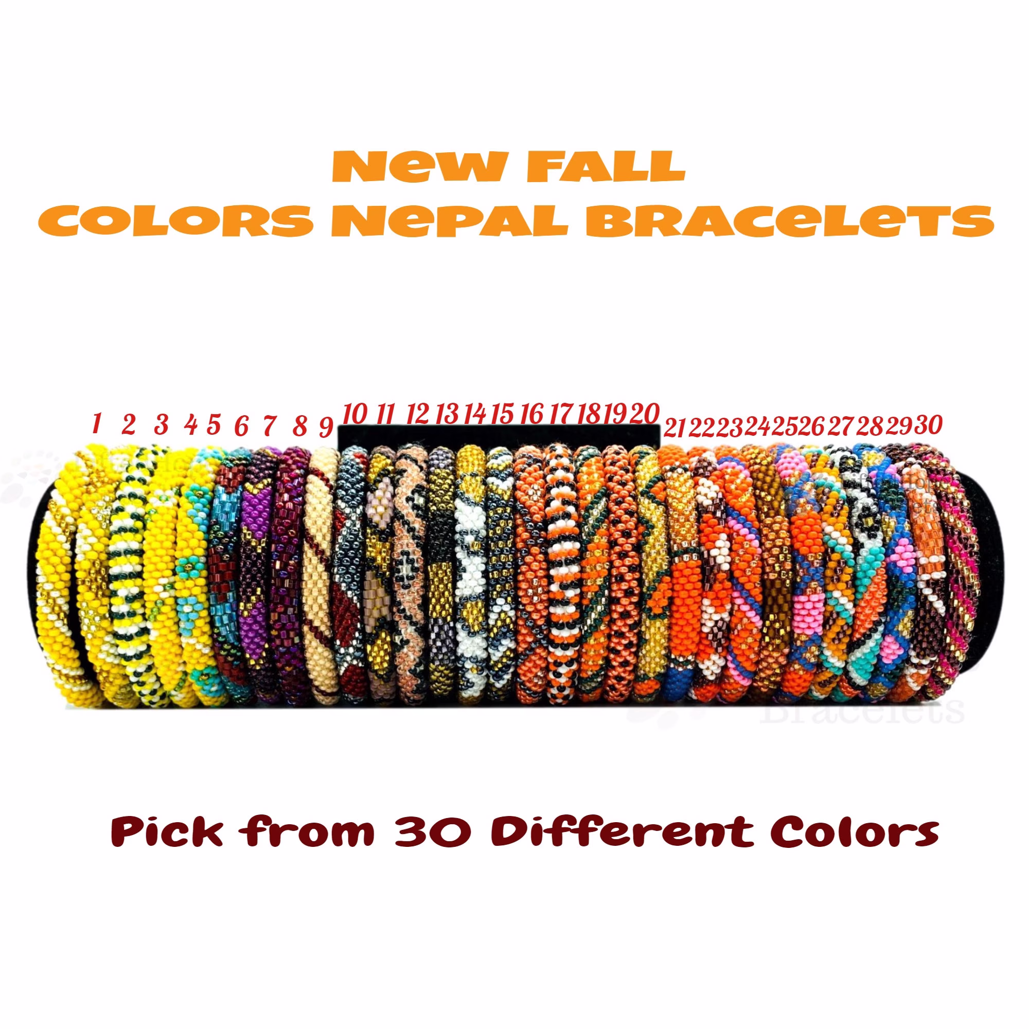 Colorful Fall Colors Nepal Bracelets. Pick Your Favorite From 30 Different Color Seed Beads Friendship Boho Bracelets