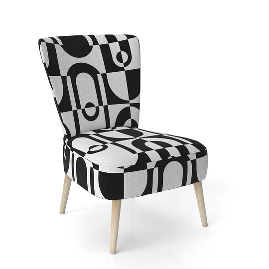 Designart 'Monochrome Geometric Pattern VIII' Upholstered Mid-Century Accent Chair
