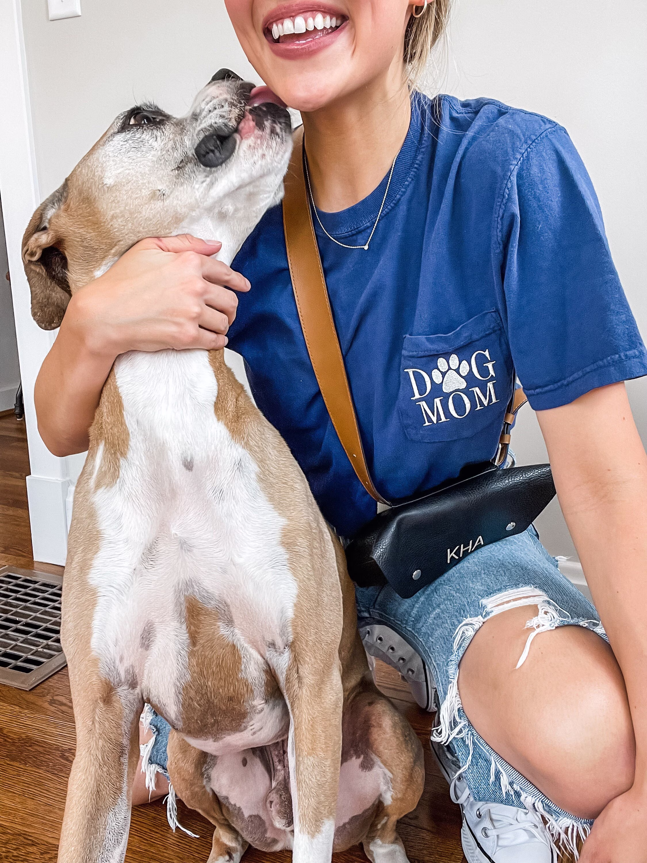 Dog Mom Tee | Comfort Colors Lover Monogram Pocket Personalized T-Shirt