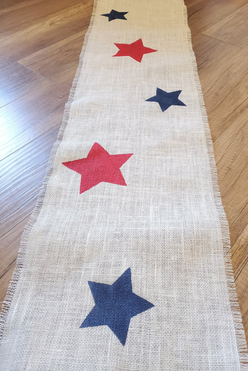 4Th Of July Table Runner, Red White & Blue Star Decor, Memorial Day Independence Decor
