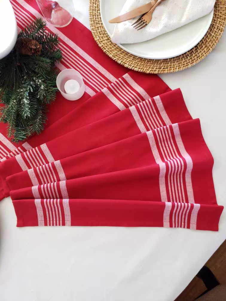 Farmhouse Red Table Runner, Extra Wide Runner