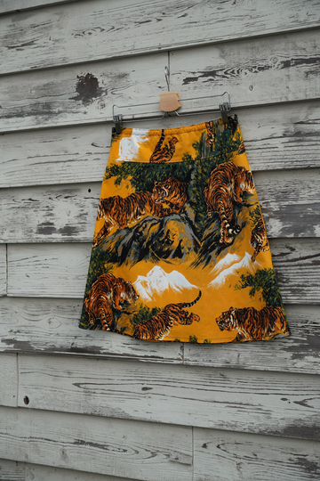 Tiger Skirt, Retro 70S Tora | Tiger Gold, Only 3 Left, Simple A-Line Custom Made in All Sizes & Lengths