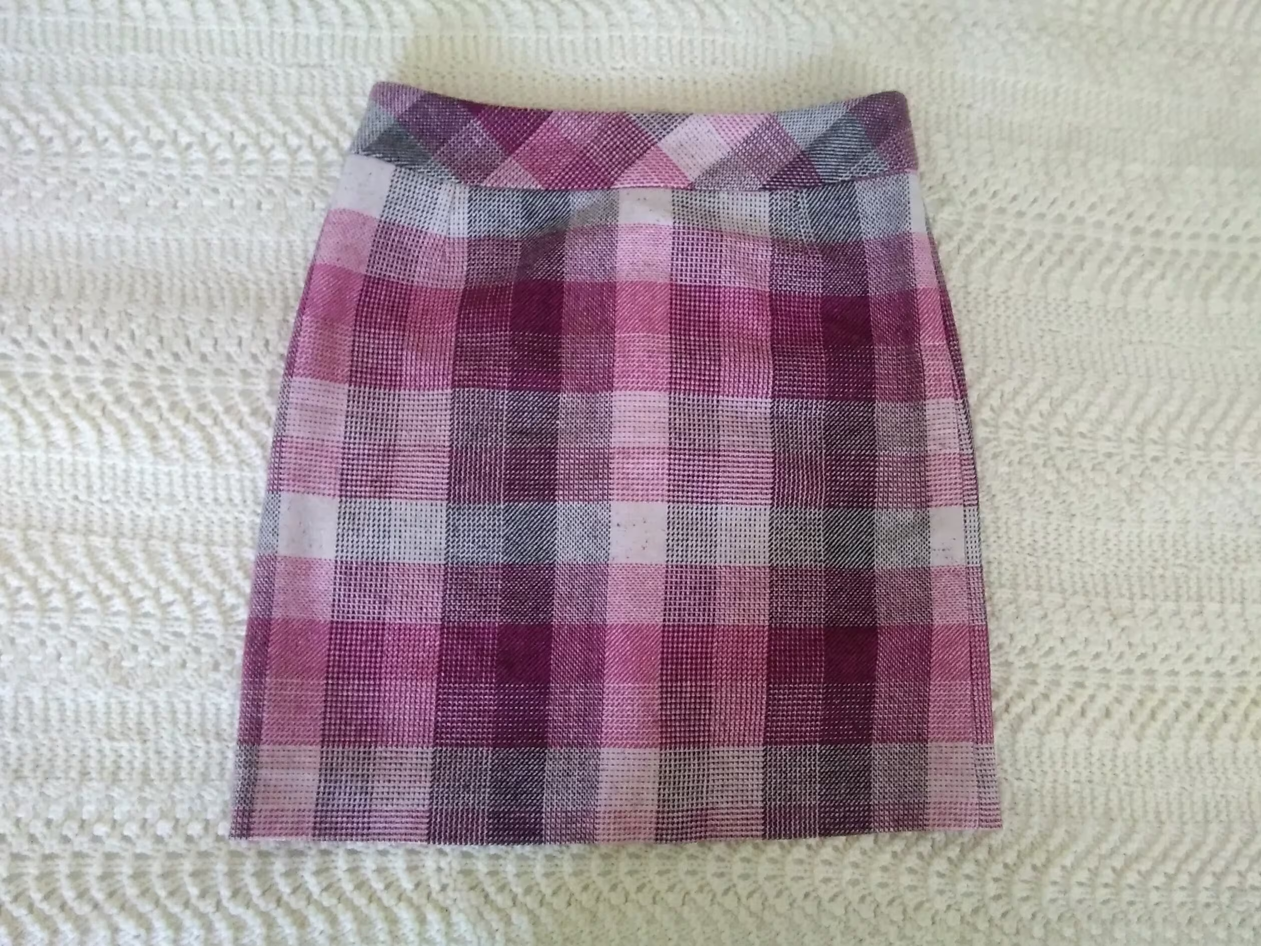 90S Does 70S Checkered Pencil Mini Skirt Classic Plaid Tartan Pink 38 Size Retro Preppy British Style Spring