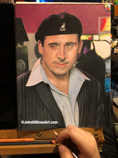 Date Mike Original Colored Pencil Drawing Of Michael Scott | Steve Carell From The Office | Not A Print