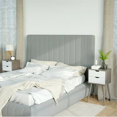 Set Of 2 Nightstand Table With Two Drawer Storage Design For Living Room Sofa - Gray