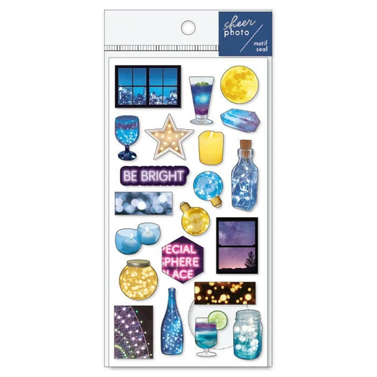 Mind Wave Sheer Photo Motif Sticker - Night View