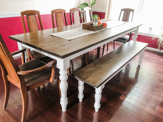 Ash Hardwood Farmhouse Table, Rustic Farm Custom Dining Table - All Sizes + Stains