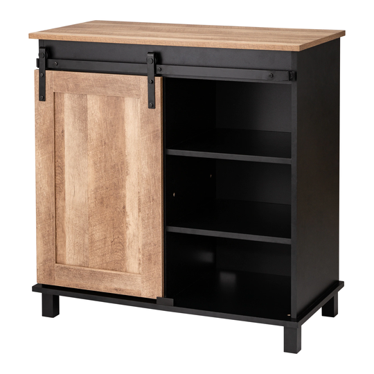 Glitzhome 32.5"H Mid Centry Modern Industrial Bar Cabinet Buffet Sideboard