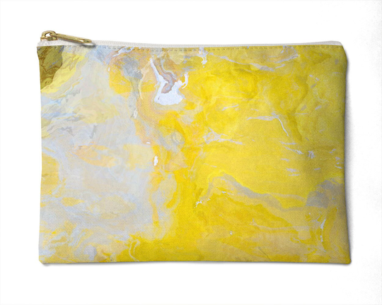 Cosmetic Bag in Yellow & Gray, Makeup Bag, Zipper Pouch, Purse Organizer, Make Up Pencil Case, Mellow