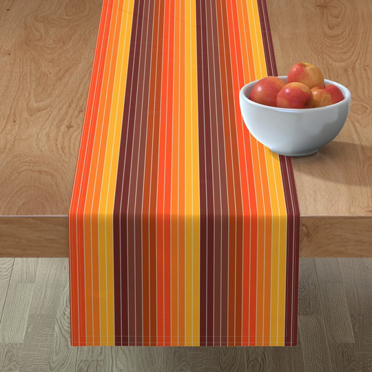 Orange Ombre Table Runner - 70's Graphic Stripes By Yesterdaycollection Retro Stripe 1970S 1960S Cotton Sateen Spoonflower