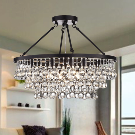 Arosa Black 9-light Semi Flush Mount