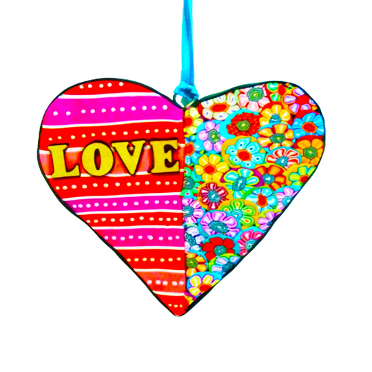 Colorful & Unique Small Polymer Clay Heart Shape Wall Hanging