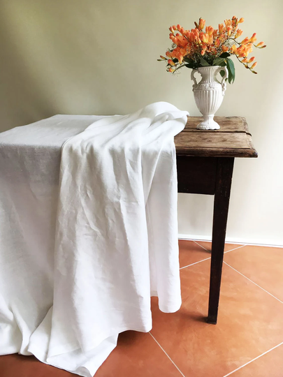 White Linen Table Cloth, Pure Linen, Tablecloth Rectangle, Square Linen Creamy